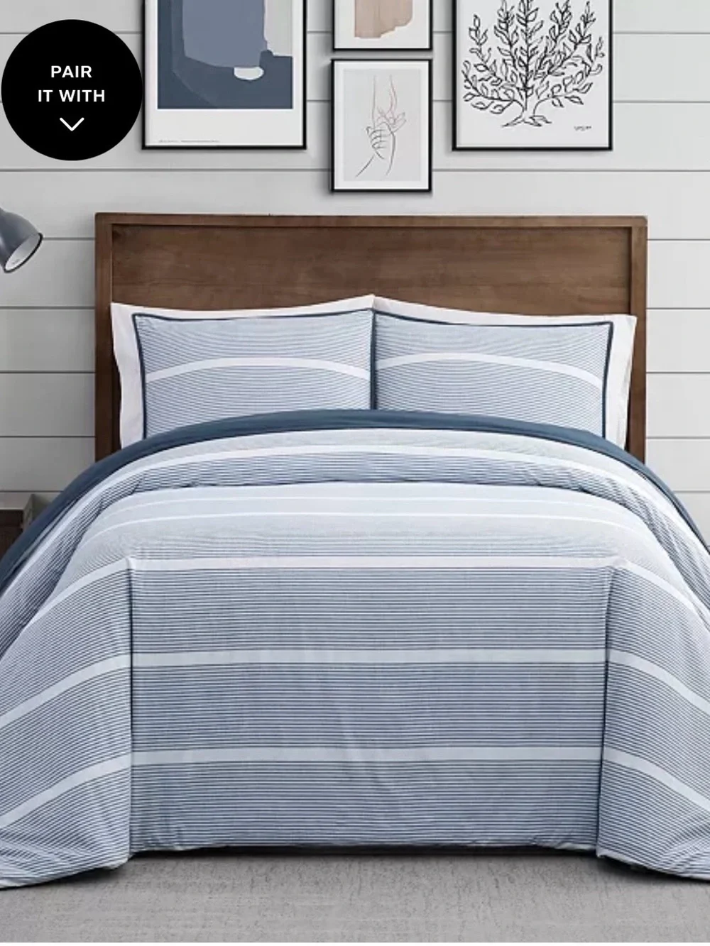 Brooklyn Loom Full/Queen 3 Piece Niari Yarn Die Stripe Duvet Set Cotton NWT